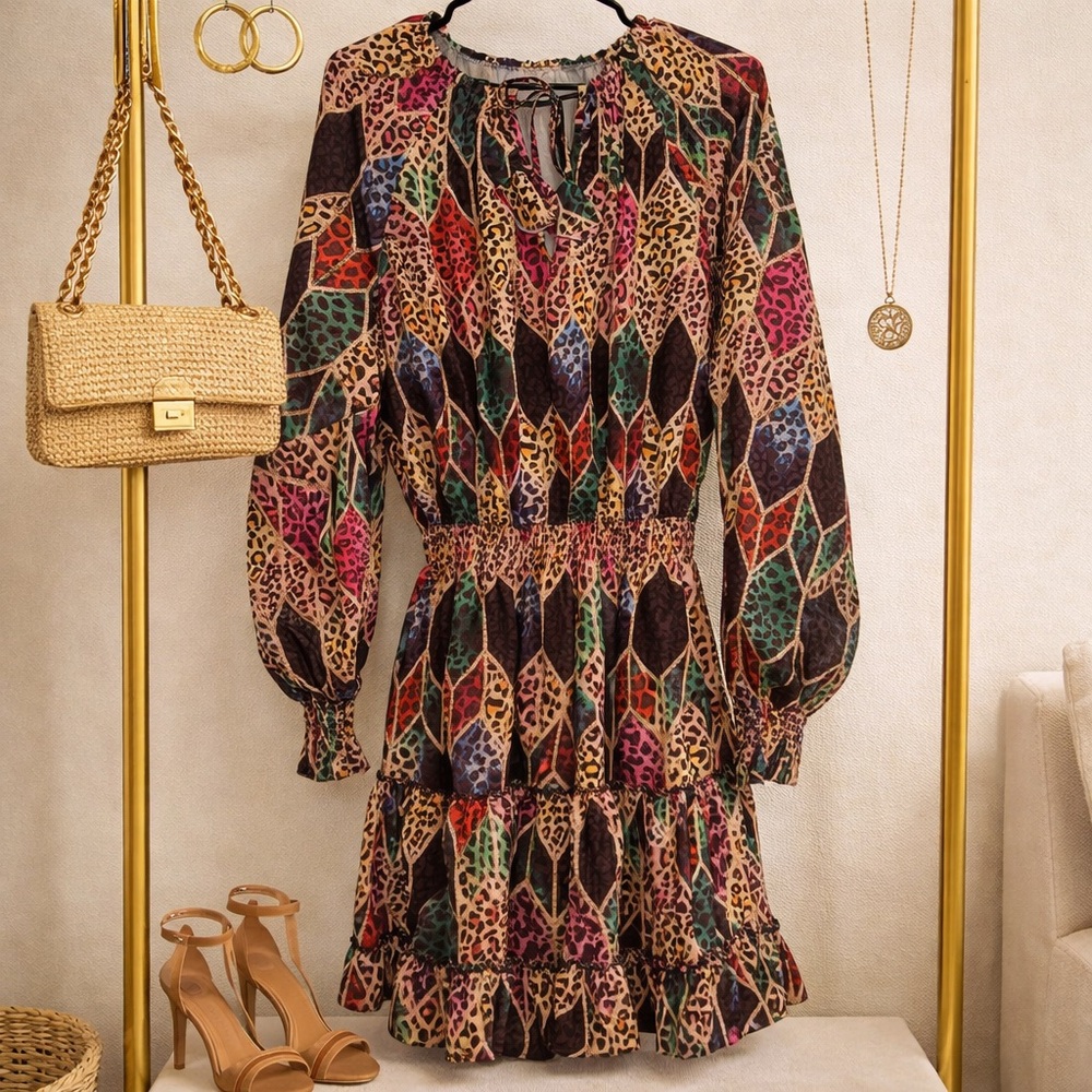 Multicolor Geometric Print Women's Dress